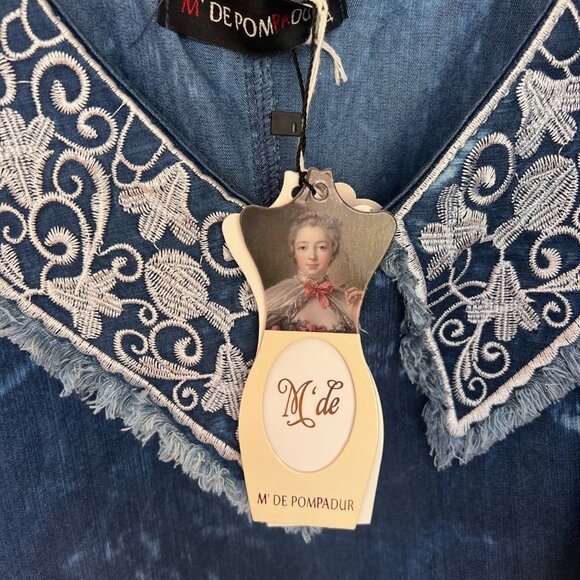 NWT M’ De Pompadour Oversized Denim Dress with Bow Plus Size - Picture 8 of 9